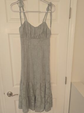 Speechless Light Sage Green Floral Midi Dress with Tie Straps